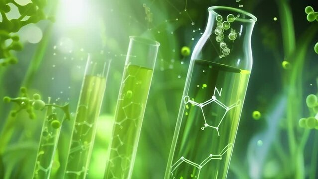A diagram showing the stepbystep process of converting algae into biofuels highlighting key chemical reactions and transformations. .