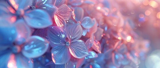 Glitter Symphony: Wildflower mophead hydrangea's glittering petals dance in symphonic harmony.