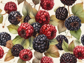 summer fruit blackberry watercolor Generative AI.