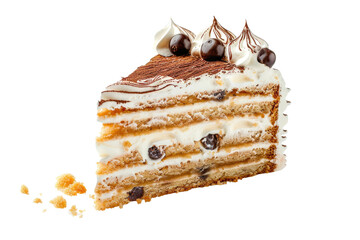 Layered Vanilla Dessert on Transparent Background