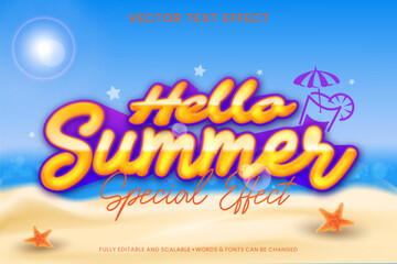 Summer text effect with yellow purple gradient