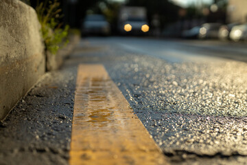 The Golden Path: Moscow Street With Vibrant Yellow Line