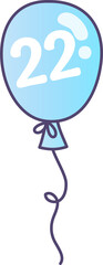 balloon for happy birthday date 22, blue balloons with transparent background