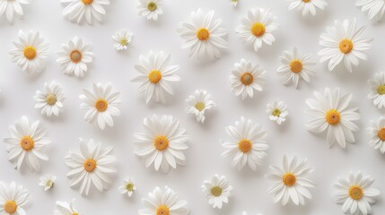 White chamomile flowers, natural background. An invitation card, a place for the text.