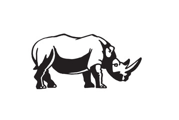 Graphical rhino isolated on white background, vector illustration	