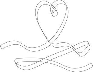 Heart ribbons thin line, concept of love