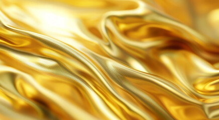 Texture of shiny gold fabric with waves, festive gold background