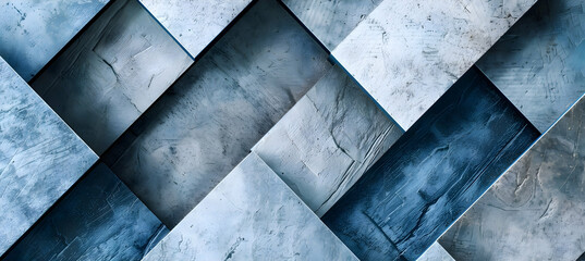 High-definition image of a structured composition of layered rectangles, alternating between slate gray and ocean blue, giving the impression of depth and dimensionality.