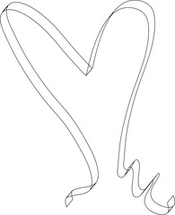 Heart ribbons thin line, concept of love
