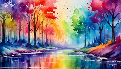 Nature-Inspired Colorful Abstract Watercolor Wallpaper