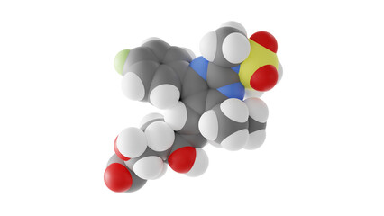 rosuvastatin molecule, statin, molecular structure, isolated 3d model van der Waals