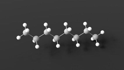 octane molecular structure, hydrocarbon, ball and stick 3d model, structural chemical formula with colored atoms