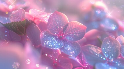 Stardust Delight: Delight in the wavy dance of stardust on wildflower mophead hydrangea's petals.