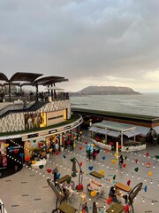view over the mall at the coast in miraflores at sunset