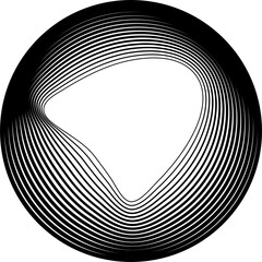 Circles round shape with liquid dynamic line. Frame border gradient