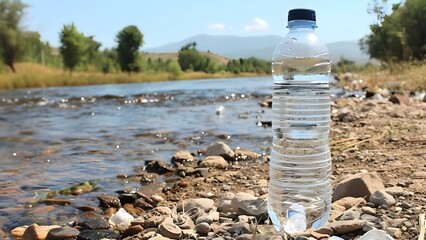 The Impact of Plastic Bottles and Waste on Water Pollution: An Environmental Concern. Concept Environmental Impact, Plastic Pollution, Water Contamination, Recycling Solutions, Sustainable Practices