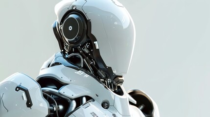 Fototapeta premium Character design of a hightech minimalist robot, in a smooth, metallic finish with futuristic detailing