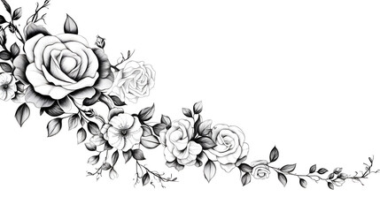 Digital vintage roses border abstract graphic poster web page PPT background