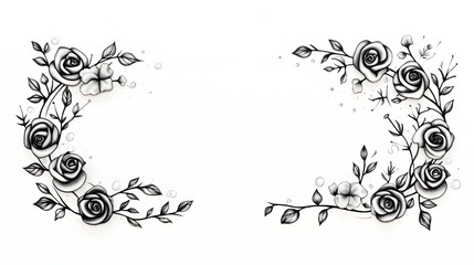 Digital vintage roses border abstract graphic poster web page PPT background