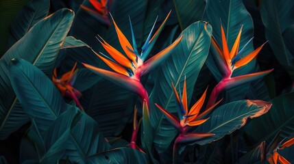Strelitzia birds of paradise. Rare endangered plant and flower species - obrazy, fototapety, plakaty