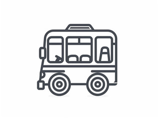 Fototapeta premium Outline the icon of a school bus on a white background. Simple and minimal design.