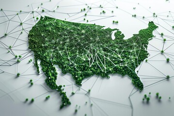 Global Connectivity: Digital Map of America,Interconnected Americas: Digital Network Map - obrazy, fototapety, plakaty