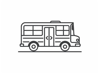 Outline the icon of a school bus on a white background. Simple and minimal design.