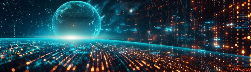 Futuristic Cyber Network with Global Connection Concept
