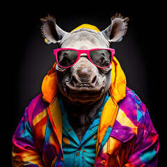 rhino in sunglasses