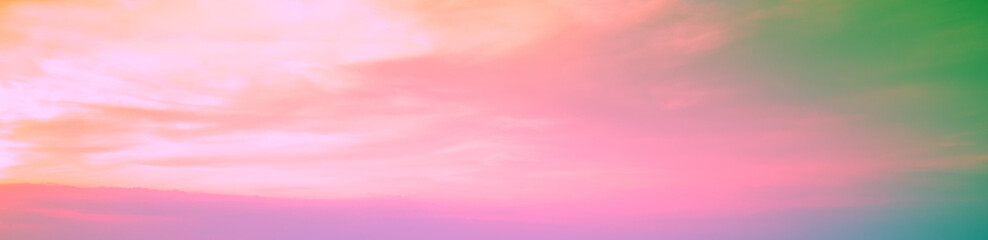 Colorful cloudy sky at sunset. Gradient color. Sky texture. Abstract nature background. Horizontal...