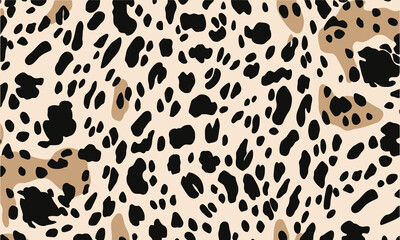 Fototapeta premium leopard print pattern, seamless repeating texture, vector art style, simple design, white background, flat color, black and cream colors only