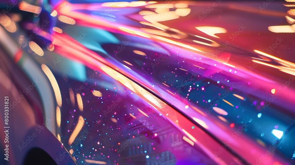 Poster iridescent automotive art with mesmerizing color gradient and sparkling texture