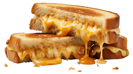 A grilled cheese sandwich with perfectly melted cheese oozing out