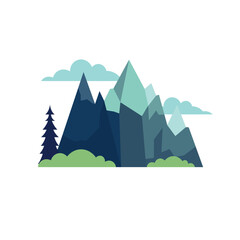 Cartoon mountain in flat design style, mountains flat icon vector illustration