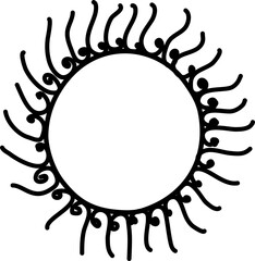 Sun drawing icon. Hand drawn