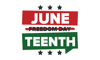 Juneteenth Independence Day. Freedom or Emancipation day. Annual american holiday, celebrated in June 19. African-American history and heritage. Poster, greeting card, banner and background. Vector