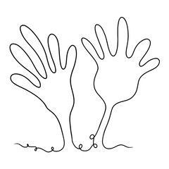 Continuous one line drawing of Two hand. Doodle vector illustration