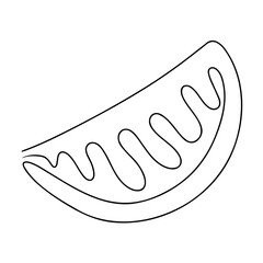 Continuous one line drawing of Watermelon slice fruit. Doodle vector illustration