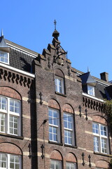Lindengracht Street Building Exterior Detail with Stepped Gable in Amsterdam, Netherlands