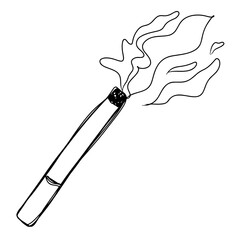 Continuous one line drawing of Smoke cigarette. Doodle vector illustration