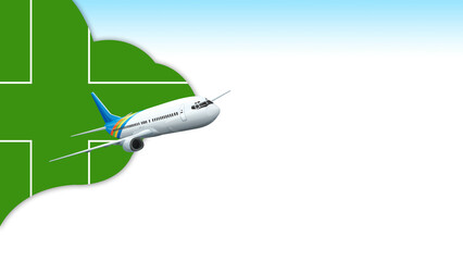 3d illustration plane with Ladonia flag background for business and travel design