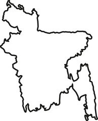 Outline sketch of Bangladesh map vector art