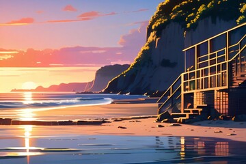 Beach, sea, coastline, summer, vacation, sunrise, sunset