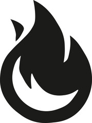 Black flame icon silhouette