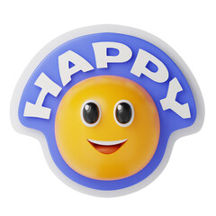 3D illustration of happy. positive sticker