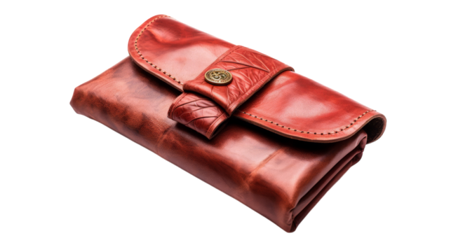 A brown leather case with a decorative button, exuding an aura of mystery and elegance