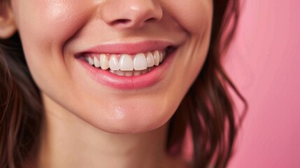 Obraz premium Woman showing her smile, oral health concept generative ai