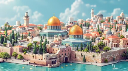 A beautiful miniature model of the old city of Jerusalem.