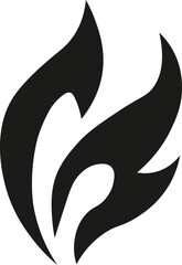 Elegant black flame icon in vector style