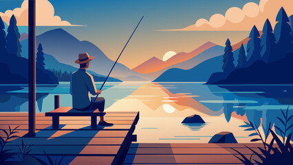 Naklejka premium illustration of fishing